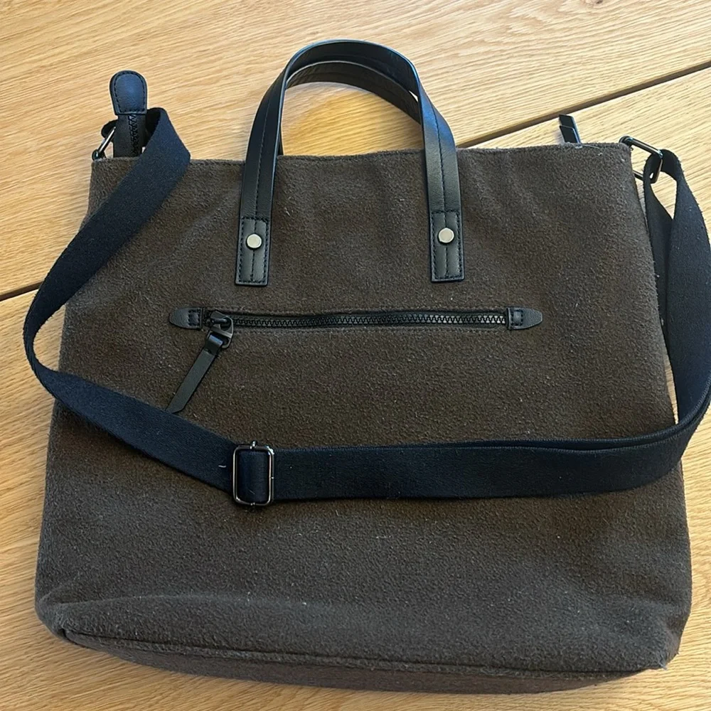 Sherpani Brown Crossbody Tote with Black Trim